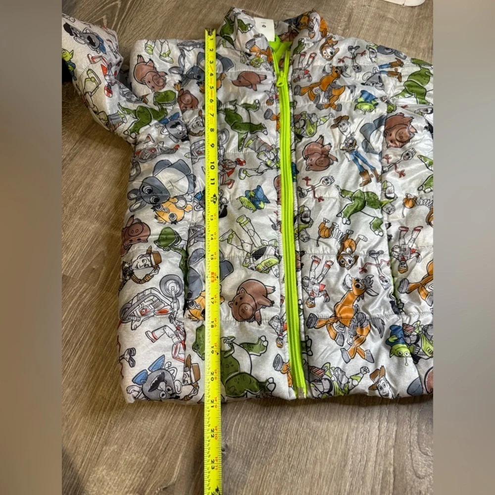 DISNEY Toy Story 4 LightWeight Puffer Jacket Size 7/8 Gray Green